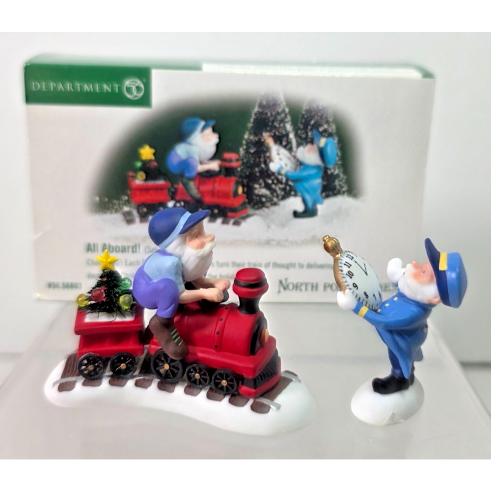 Vtg 2000 Dept 56 ALL ABOARD Train North Pole Series Set of 2 #56803 Retired